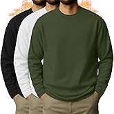 August Alley 3 Pcs Mens Big and Tall Thermal Shirts Long Sleeve Crew Neck Base Layer Casual Fleece Plus Size Warm Sweatshirts