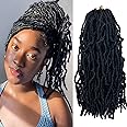 Paraglame Short Faux Locs Crochet Hair 14 Inch Soft Locs 8 Packs Natural Black Pre-Looped New Soft Faux Locs Curly Hair Extension, Goddess Locs for Women (8 Packs, 1B#)