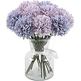INSUNSIX 15 PCS Artificial Chrysanthemum Ball Flowers Bouquet Purple Fake Mums with Short Stems Fall Faux Silk Mums Flowers for Vase Bridal Wedding Bouquet Home Table Centerpiece Decor (Purple)