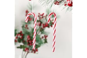DAHI 64pcs Christmas Candy Cane Ornament Plastic Christmas Tree Hanging Ornaments Twisted Red White Crutch Candy Canes for Xmas Home Christmastree Decoration(Red and White 64pcs)
