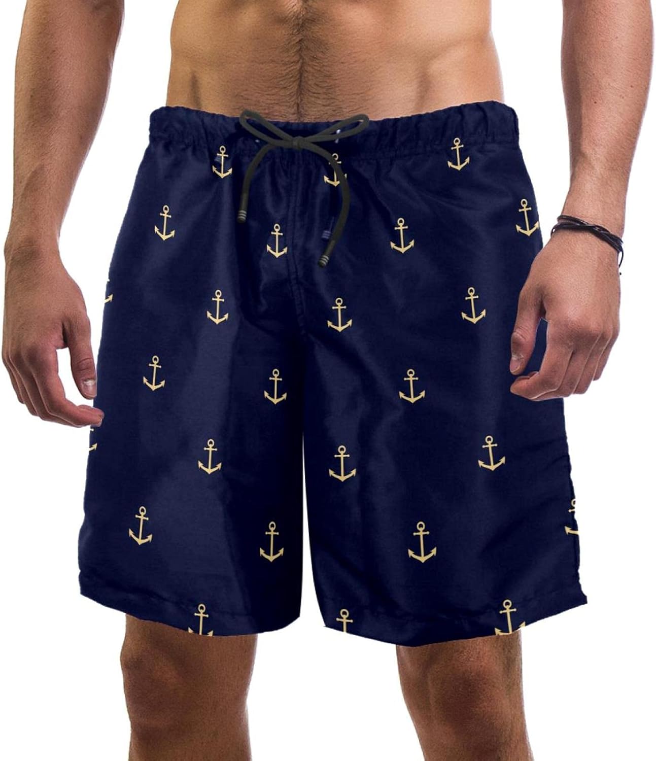 Athletic Ocean Anchor Nautical Beach Shorts for Men, Surf Board Shorts