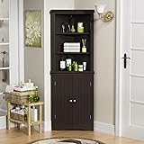 YESHOMY Corner Cabinet Shelves, Side Free Standing Storage Organizer with Large Space and Two Doors, Home Furniture for Multi