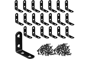 Ldzzuo 20pcs L Bracket Corner Metal Corner Brace 90 Degree Right Angle Bracket with 40 pcs Screws for Wood Furniture Cabinet 