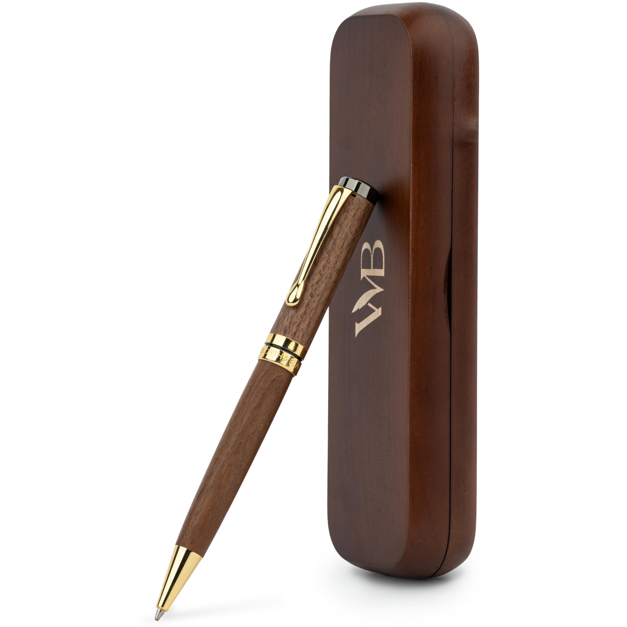 Wordsworth and Black Ballpoint Pen Set - Luxury Bamboo Brownwood Gold Finish, Refillable, Best for Men & Women, Black Ink, Elegant Point