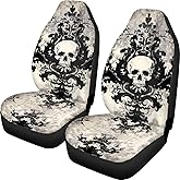 Finagallathe Gothic Skull Car Seat Covers Front Seat Protectors Automotive Seat Covers for Cars Trucks and SUVs (Set of 2),Auto Interior Covers