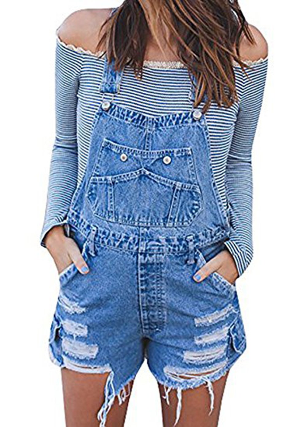 distressed overall shorts womens