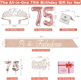 Amosking 75th Birthday Decorations Sash Tiara Cake Topper Balloons Gift Box view 6