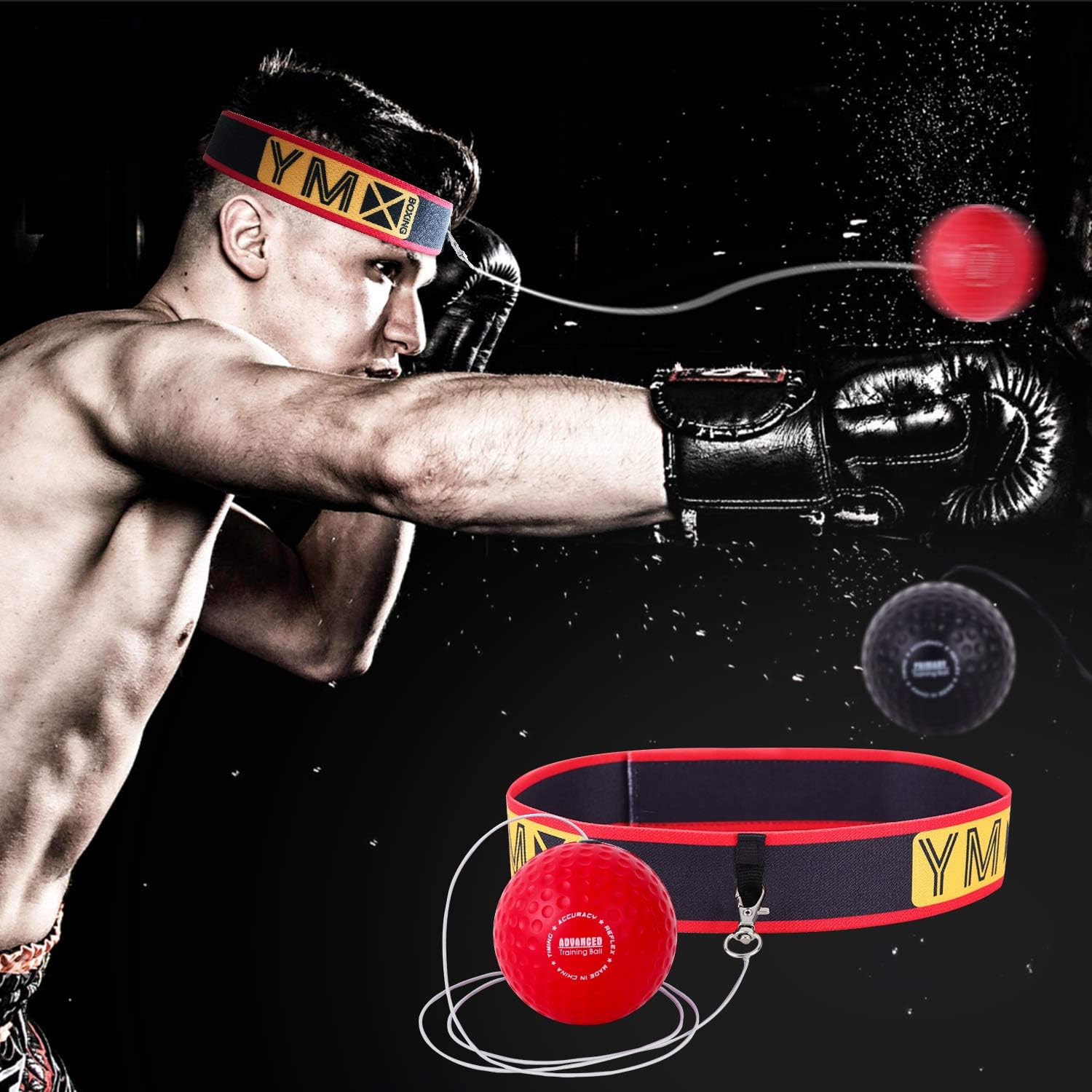 YMX BOXING Reflex Ball on String - Fight Ball with Adjustable Headband, Soft Foam Balls - Improve Hand Eye Coordination, Reaction Speed, Focus, Accuracy - Cardio Sports Exercise Equipment : Sports & Outdoors
