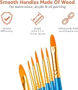 Amazon Basics Paint Brush Set PBT Wood Handle 10-Piece Assorted Sizes view 4