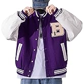 Moshtashio Mens Varsity College Jacket Baseball Bomber Jacket Vintage Sweatshirt Casual Unisex Streetwear Coats with Patch