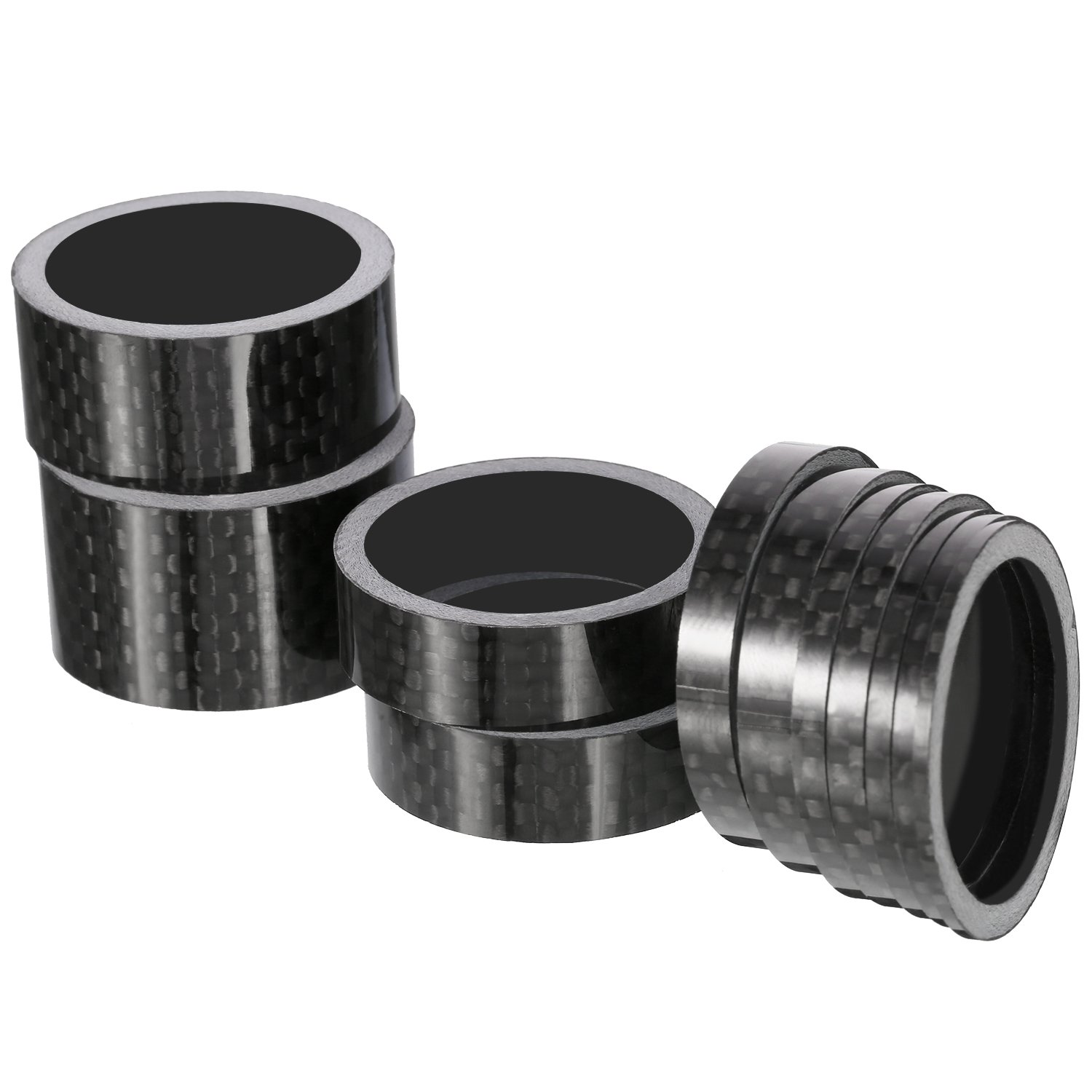 Photo 1 of Sumind 11 Pieces Bike Carbon Fiber Headset Spacer Bicycle 1-1/8 Inch 20 15 10 5 3 2 1 mm, 7 Size