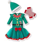 FUNMETA Baby Girl Outfits Long Sleeve Crewneck Romper+Tutu Skirt+Leg Warmer+Headband Holiday Dress Newborn to 18 Months