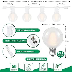 Outdoor LED String Lights, 50Ft G40 Outdoor Patio