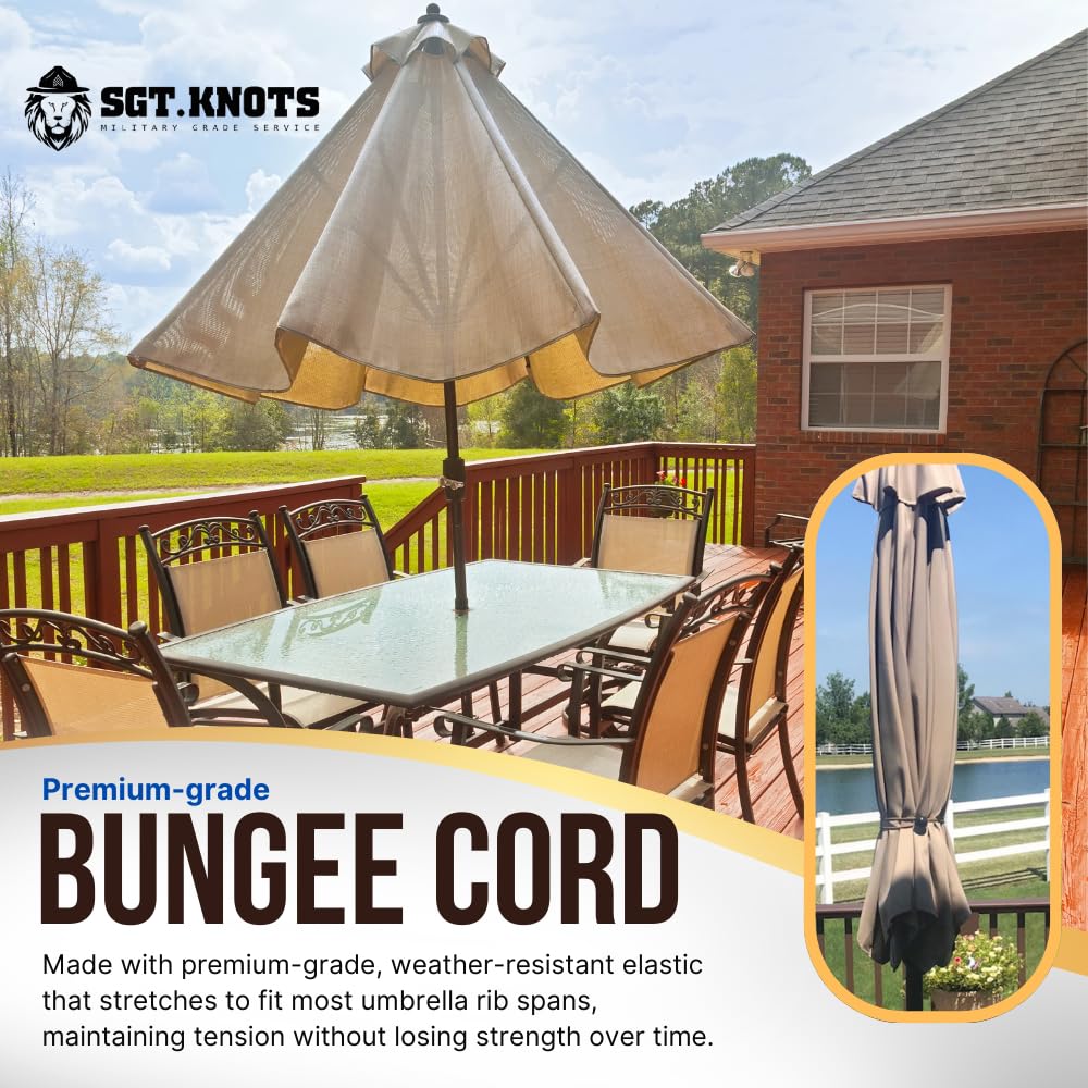 SGT KNOTS Patio Umbrella Bungee Strap Cord with Ball - Long Lasting, Highly Flexible & Durable Umbrella Tie (1 Pack, Tan) - view 3