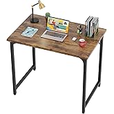 BestOffice | 32 Inch Computer Desk | Brown | Sturdy Office Desk | Metal Frame, Adjustable Feet | Water-Resistant, Scratchproof Surface | Writing Table for Home Office or Study | Pack of 1