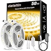 dalattin Warm White LED Strip Lights 50ft, Led Lights Strip Dimmable Bright 24V 3000K, 900 LEDs Lights for Bedroom, Mirror, Kitchen, Strong Adhesive(2 Rolls of 25ft)