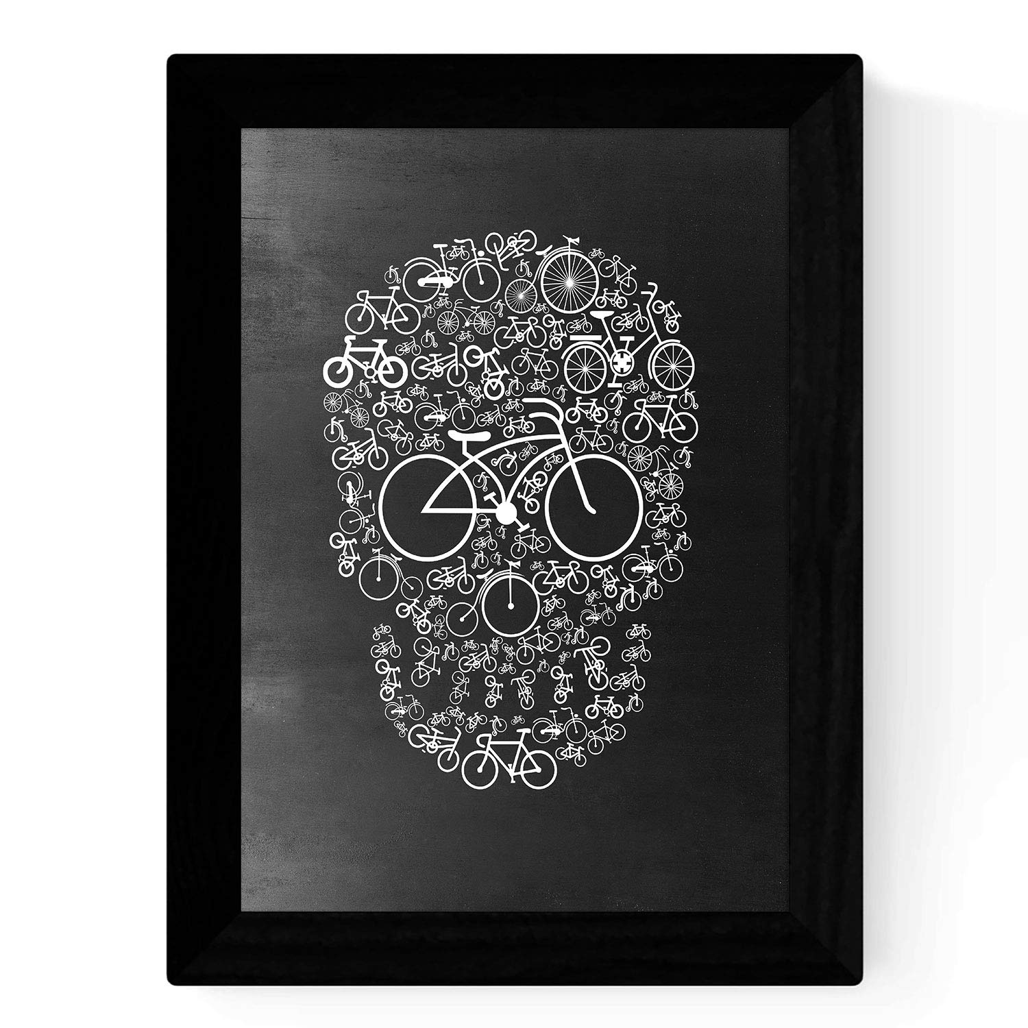 Nacnic Print in black and white skull Life Cycle A3 size poster with black background blackboard style.