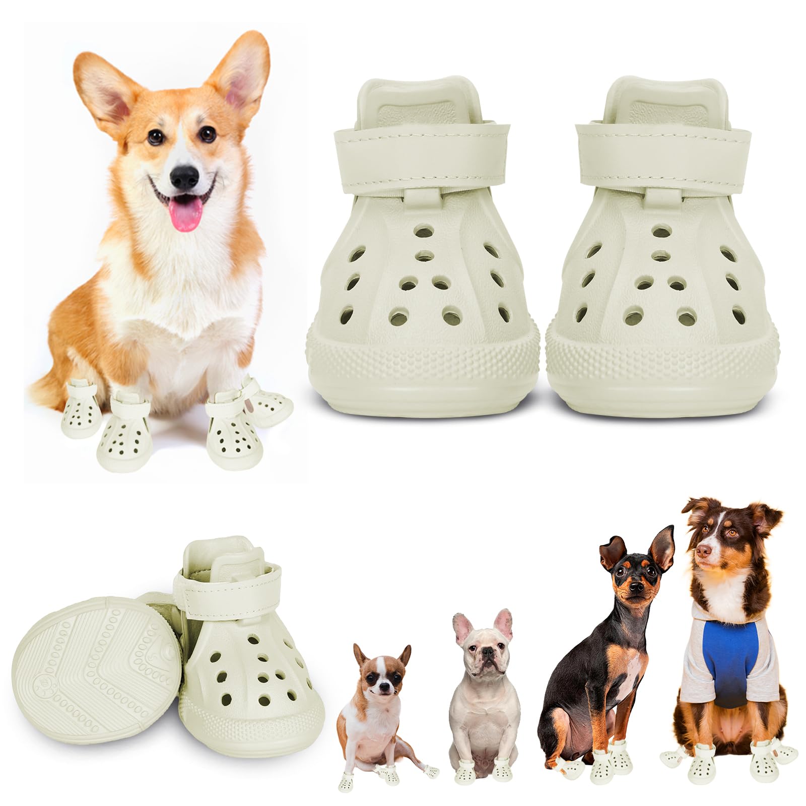 Photo 1 of Dog Shoes for Medium Large Size, Breathable Dog Shoe for Hot Pavement, Dog Booties and Paw Protectors, Non-Slip Waterproof Dog Sandals Boots with Reflective for Rain, Summer, Hiking, Snow (Size 9)