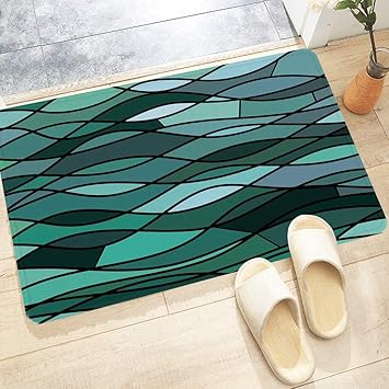 Badematte, rutschfest Waschbar Badezimmerteppich 60X100 cm, Blaugrün