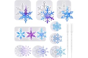Actvty Snowflake Resin Molds Silicone, 9 Pieces Snowflake Resin Casting Molds, Christmas Ornament Resin Molds DIY Resin Crafts Jewelry Pendant Xmas Gift Winter Home Decoration