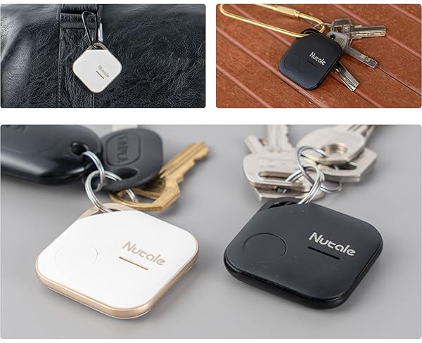 NUTALE AIRPRO KEY FINDER TAG (IOS ONLY), BLUETOOTH TRACKER ITEM LOCATOR WITH KEY CHAIN FOR KEYS PET WALLETS OR BACKPACKS AND TABLETS BATTERIES INCLUDE COMPATIBLE WITH FINDMY APP (WHITE&BLACK, 4 PACK)
