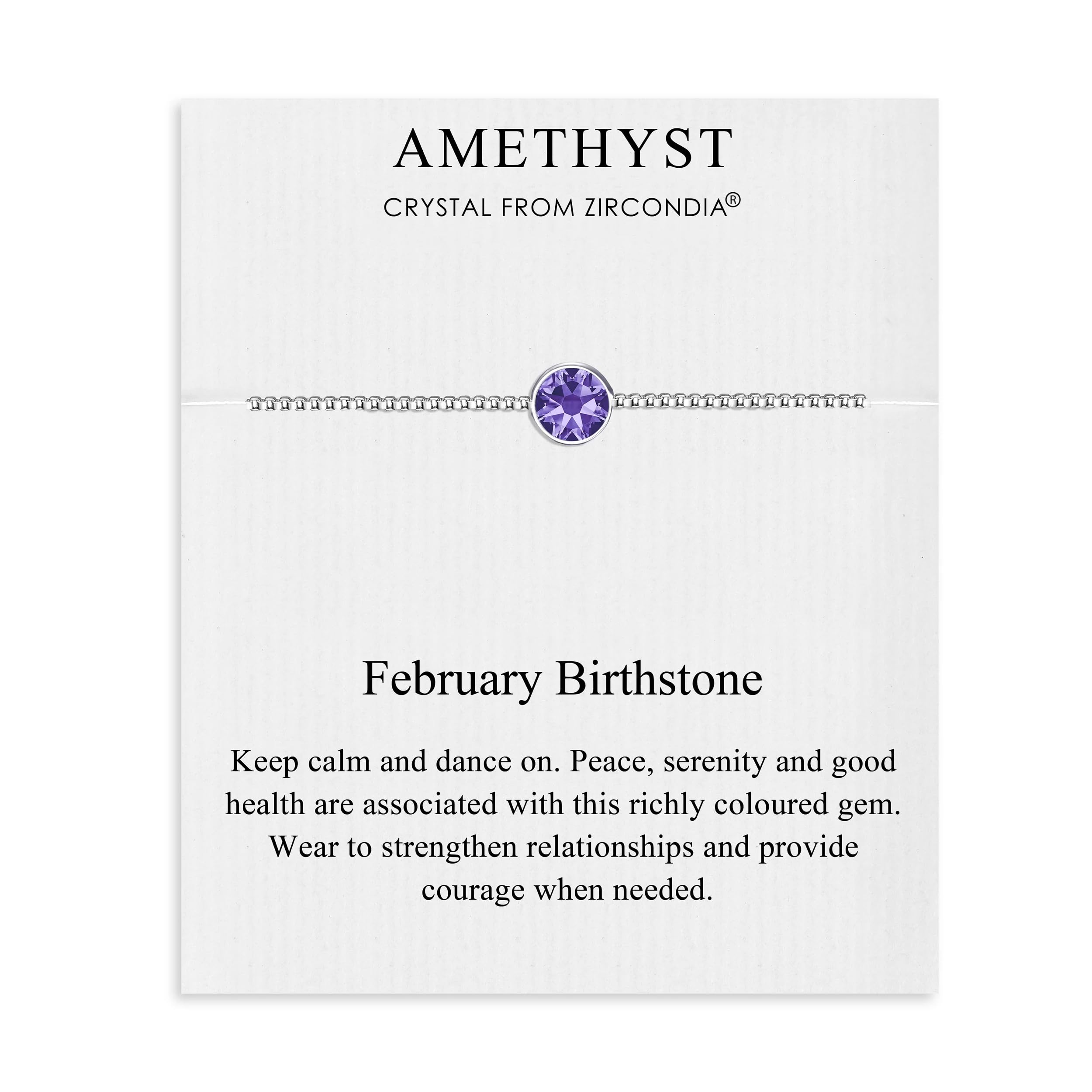 Philip Jones February (Amethyst) Birthstone Bracelet Created with Zircondia® Crystals