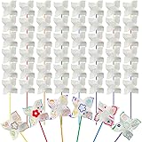 Poen 100 Pcs DIY Craft Pinwheels White Blank Paper