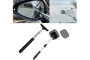 LJDJ Car Rearview Mirror Wiper 2 pack Universal Automotive Car Accessories Telescopic Auto Mirror Squeegee Cleaner 98cm Long Handle Portable Car Cleaning Tool Mirror Glass Water Mist Cleaner (Black01)