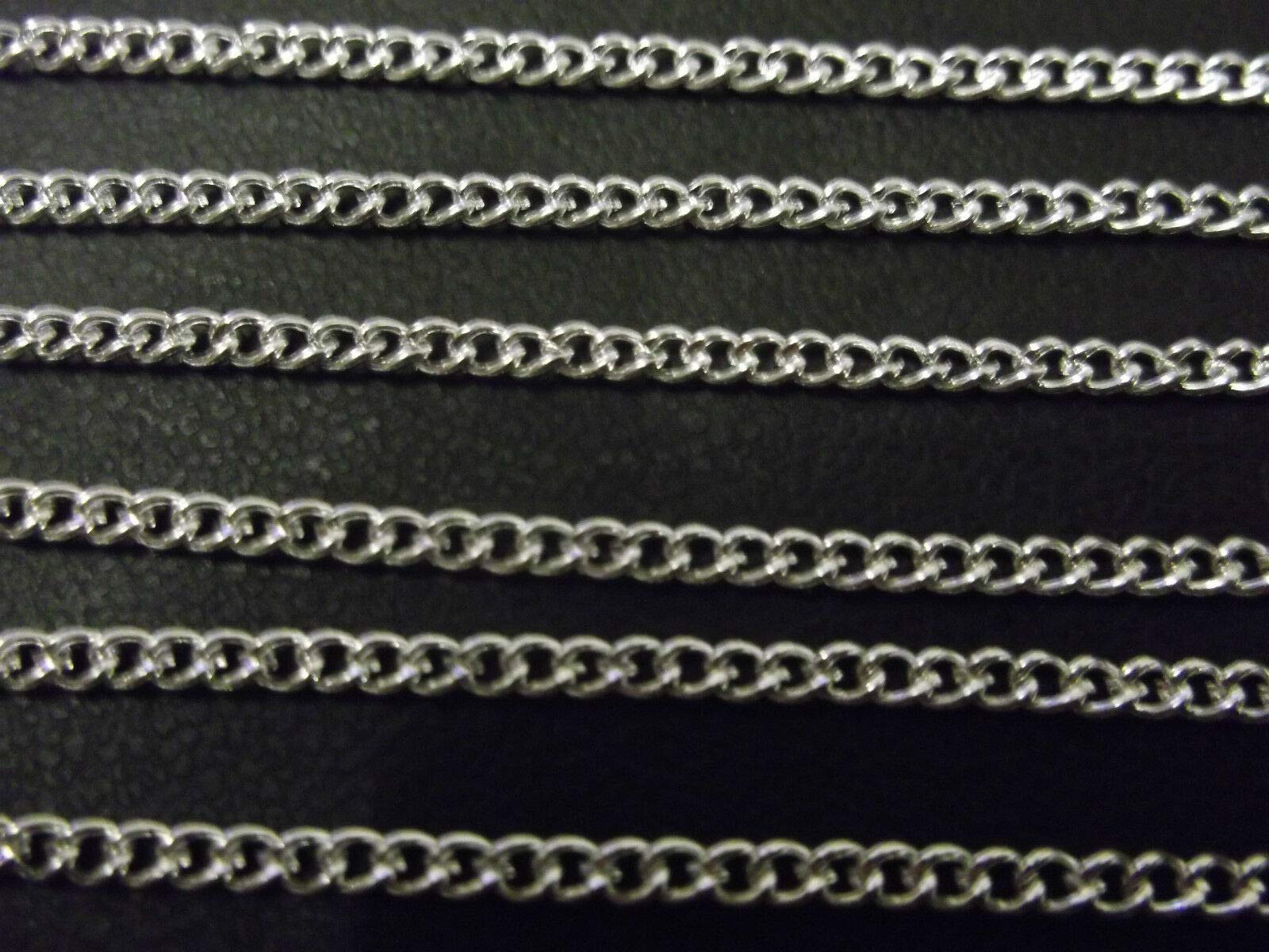 QPSupplies 10 Metres Length of Silver Plated 3mm x 2.2mm Open Link Curb Chain. for Jewellery Making and Art Crafts