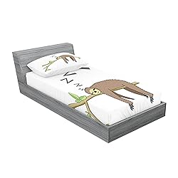 Ambesonne Sloth Fitted Sheet & Pillow Sham
