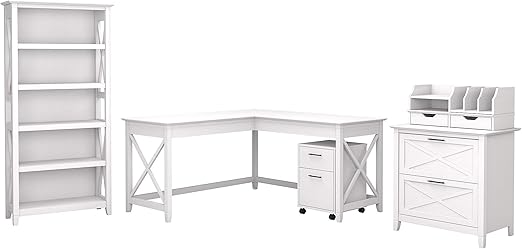 Amazon Com Bush Furniture Key West 60w L Shaped Desk With File