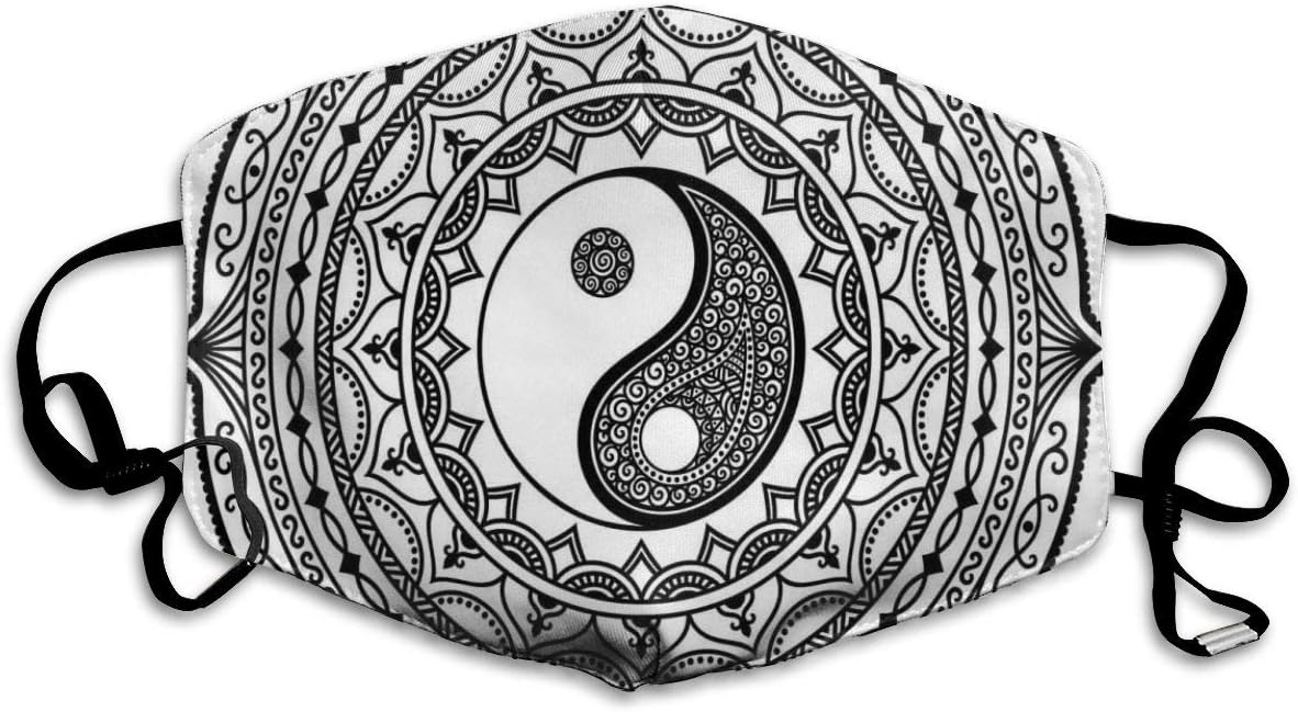 Comfortable Windproof mask,Circle Mandala Pattern With Yin Yang Sign Made With Paisley Motif Karma Cosmos,Printed Facial decorations for adult