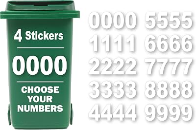 Rubigo 4 x Bin Numbers 0-9 17.5cm Self-Adhesive Weatherproof Vinyl