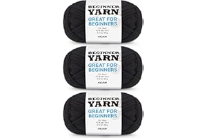 HEJIN 3x60g Black Yarn for Crocheting and Knitting;3x66m (72yds)Cotton Yarn for Beginners with Easy-to-See Stitches;Worsted-Weight Medium #4;Cotton-Nylon Blend Yarn for Beginners Crochet Kit Making