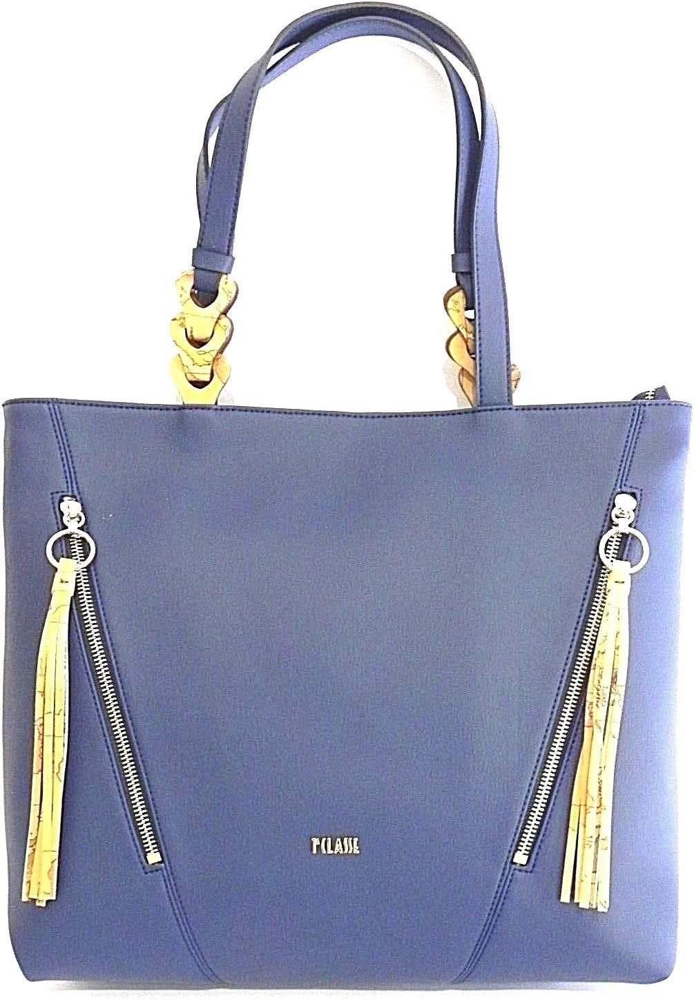 BORSA DONNA ALVIERO MARTINI SHOPPING BAG CON FRANGE BLUE BELL BLU NOTTE GI69 118