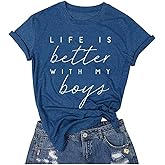 Boy Mom Tee Shirt for Women Short Sleeve Letter Printed Graphic Mom Gifts Tee Shirts