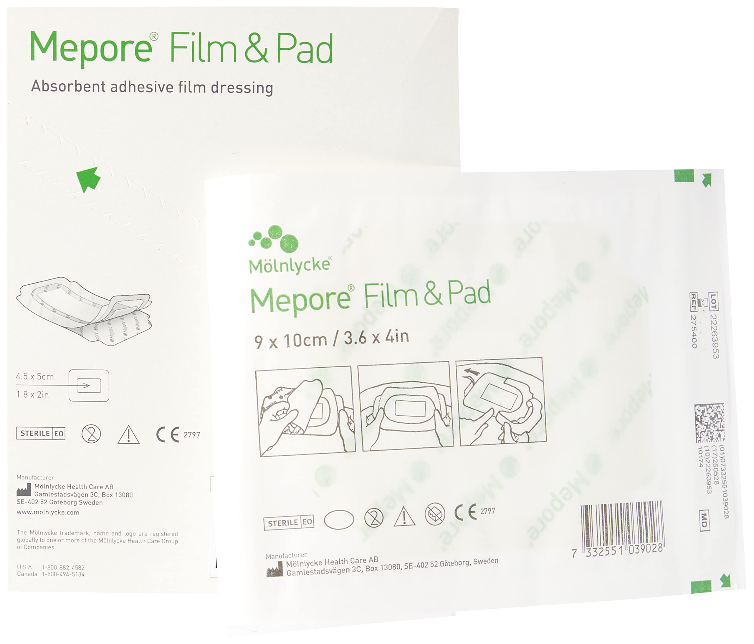 Mepore 275400 Film and Pad Dressing, Vapour-Permeable Adhesive Film With Absorbent Pad Sterile, 9 cm x 10 cm (Pack of 30)