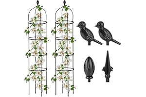 MIUWAUER 2 Pcs Garden Obelisk Trellis for Climbing Plants Outdoor 6 Ft Rose Bush Round Trellis for Pots Rustproof Metal Plant Flower Trellises for Clematis Vine Jasmine Support Outdoor Indoor