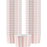 Coppetta 3-Ounce Dessert Cups, 200 Disposable Ice Cream Cups - Lids Sold Separately, Striped, Pink And White Paper FroYo Bowls, For Hot And Cold Foods, Perfect For Gelato Or Mousse - Restaurantware