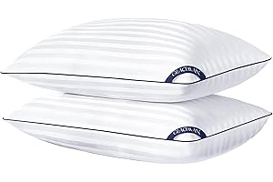 Glaciman Hotel Bed Pillows for Sleeping King Size Set of 2, Hotel Quality Pillows 2 Pack for Side and Back Sleepers, Breathable Cover and Down Alternative Filling, Navy Bule Piping，20X36 inches