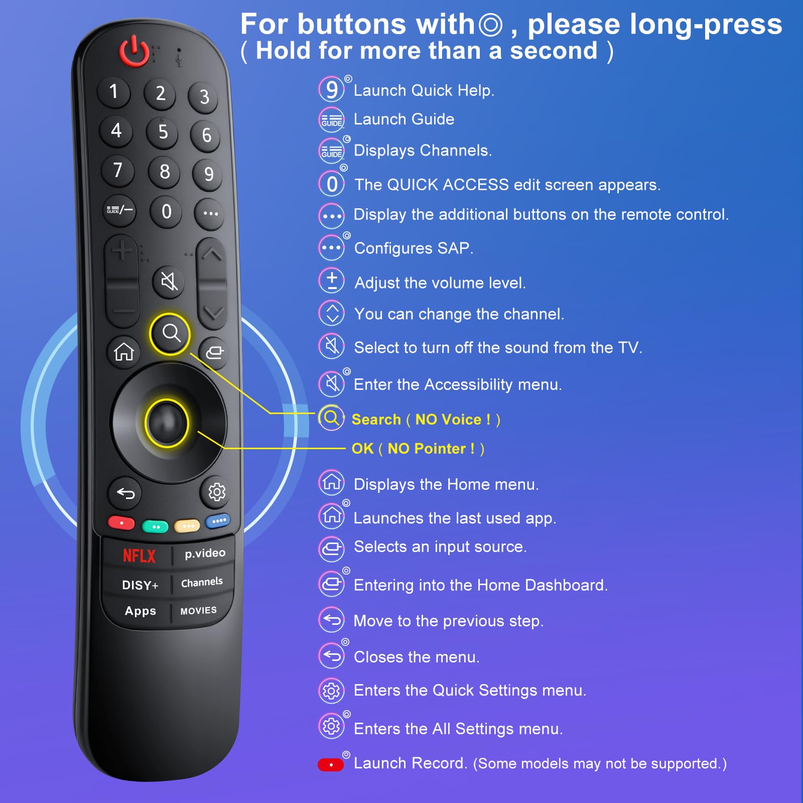 Magic-Remote Replacement for LG-Smart-TV-Remote-Control, Universal for LG Smart TV Series UHD OLED QNED NanoCell MiniLED 4K 8K(NO Voice & NO Pointer)