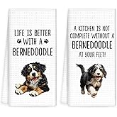 OINDADE Bernedoodle Gifts Dog Kitchen Towels Set of 2, Gifts for Bernedoodle Owners Lovers, Life is Better with a BernedoodleDog Dish Tea Towels for Kitchen, BernedoodleDog Kitchen Decor, 16x24In
