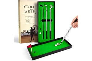Juboury Mini Desktop Golf Pen Gift Set with Putting Green, Flag, 3 Golf Club Pens & 2 Balls