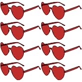 PLULON Heart Sunglasses for Women 5/12/25 Pcs, Heart Glasses Valentine Day Rimless Shaped Candy Color Fun Glasses Party Favor