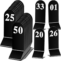 Remerry 50 Pcs Table Numbers 1-50 Acrylic Double Sided Number Cards Acrylic Tent Table Holders Tent Cards Wedding for Restaur