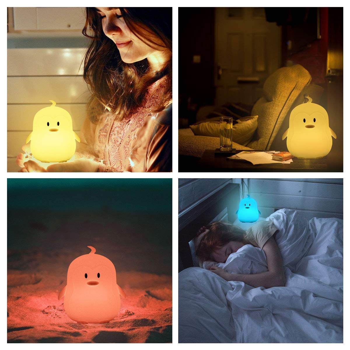 Penguin Night Light for Kids, Cute Baby Nightlights,Rechargeable Nursery Lamp with Touch Sensor and Remote Control,Color Changing Light for Infant or Toddler,Birthday Gift for Baby Girls/Boys