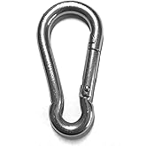 US STAINLESS Stainless Steel 316 Spring Hook No Eye Carabiner 3/8" (10mm) Marine Grade