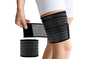 Ymapinc Thigh Wrap Hamstring Compression Sleeve, Adjustable Thigh Compression Wrap for Varicose Veins Treatment for Legs,Nylon Quad Knee Support Bandage for Men and Women(Black, 1PC)
