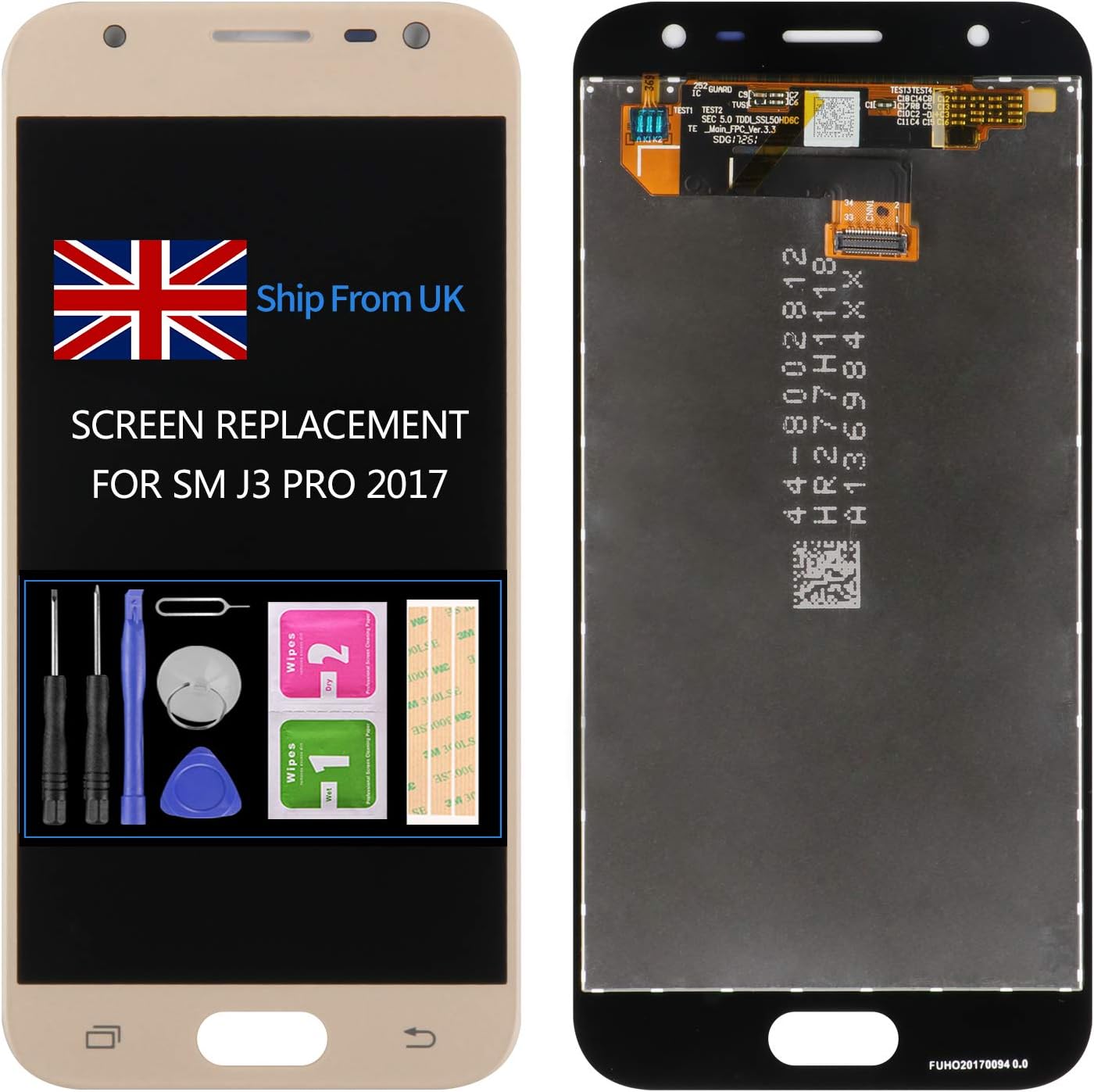 5.0" For Samsung J330FN Screen Replacement For Galaxy J3 PRO LCD J3 PRO 2017 Screen J330 DUOS J330G J330L J330DS J3300 J330F Display Touch Glass Assembly Digitizer Repair Kits (Gold)