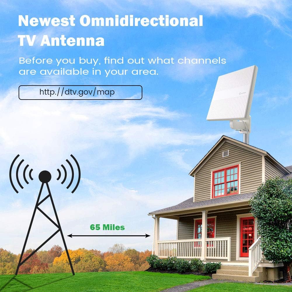 【2020 Newest】Multidirectional TV Antenna,Support 4K 1080P UHF/VHF Freeview HDTV Channels with 2-Way Signal Splitter & Amplifier to Enhance UHF for Home/RV/Attic/Marine with 16ft Coax Cable: Home Audio & Theater